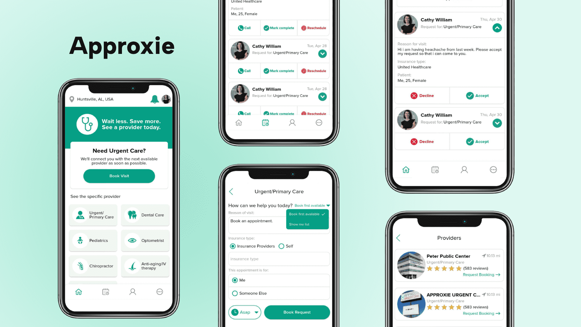 Approxie app screens