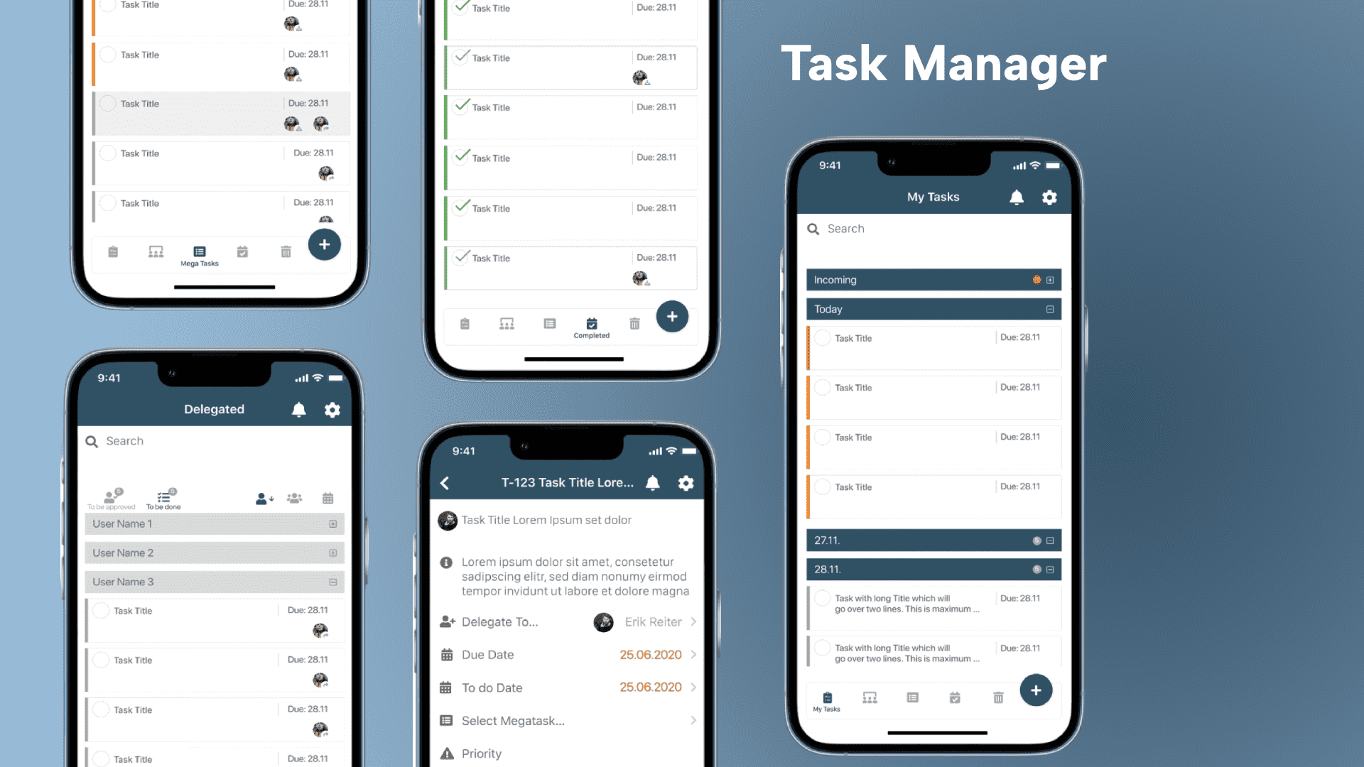 Task Manager screens